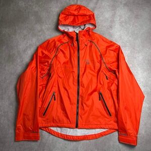 Showers Pass Mens Large Orange Cycling Jacket Hooded Reflective Windbreaker L